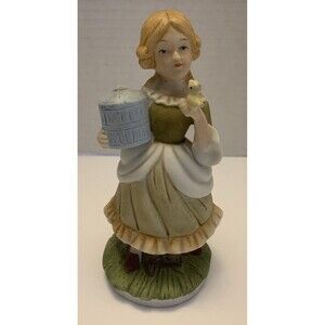 Vintage Porcelain Figurine Girl with a Bird Pottery Memory Statue Gift Ceramic